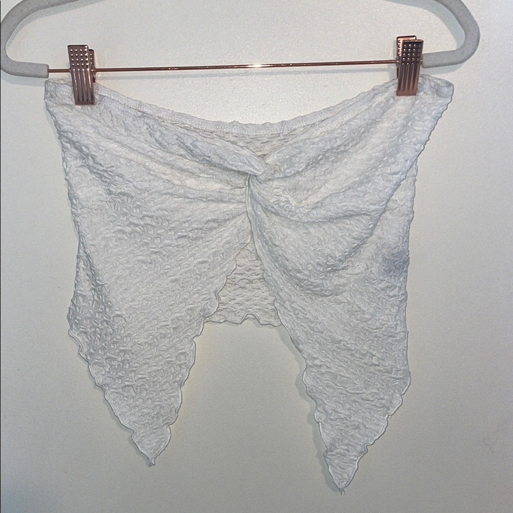 Shein White Textured Crop Top | M